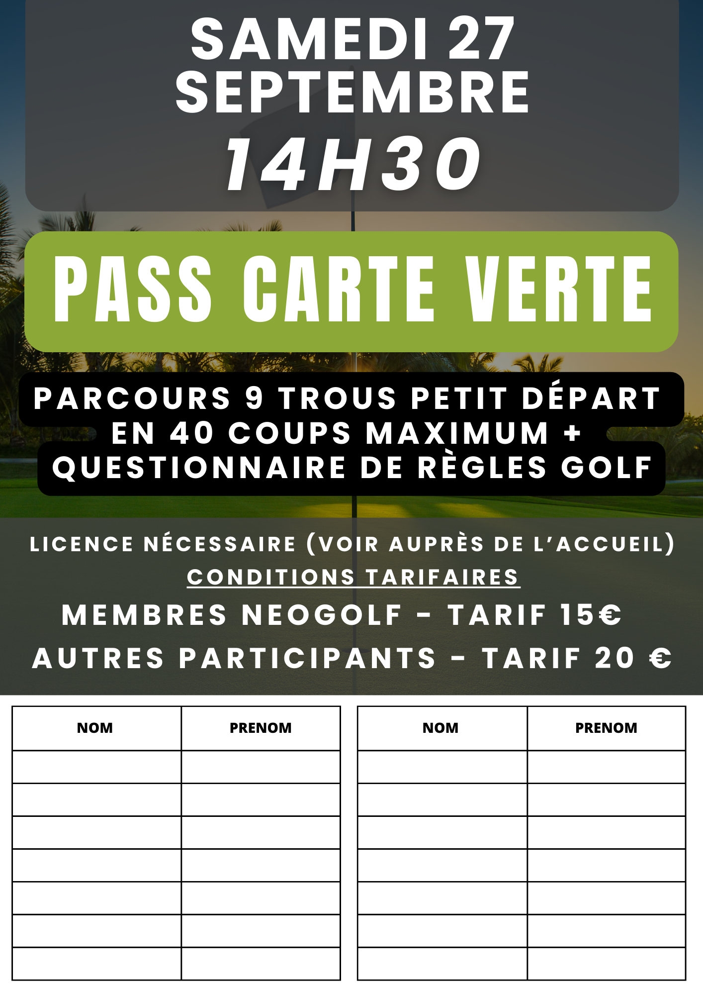 Carte verte septembre